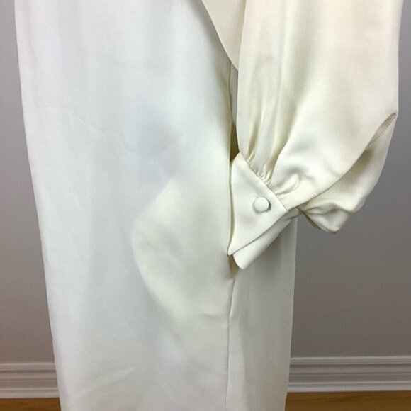 ST. JOHN SILK MINIMALIST BALLOON SLEEVES DRESS IN ALABASTER NWT - Picture 9 of 16